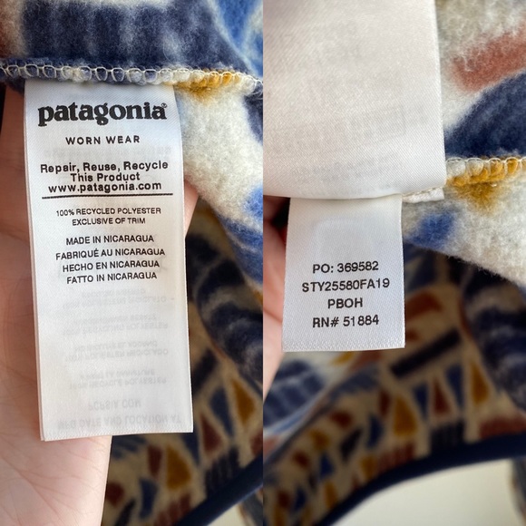 Patagonia Protected Peaks Fleece Multi Big Oatmeal White Aztec Southwestern - Picture 9 of 14